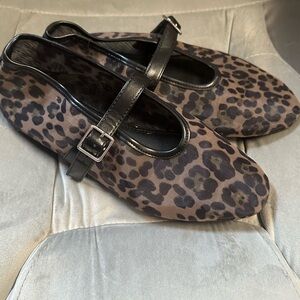 Camila Coelho Leopard Print Mary Jane Flats